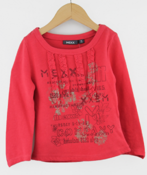 Mexx  Baumwoll-Sweater mit verspielten Rüschen und Print auf der Vorderseite